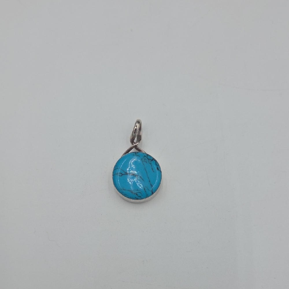 Taxco Sterling Silver Circle Turquoise Pendant